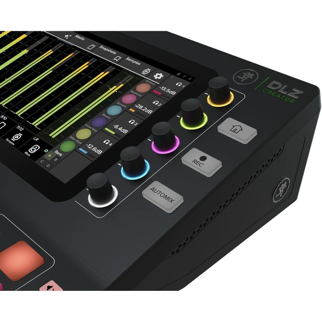 Alt view image 7 of 7 - Mackie DLZ Creator 12-channel Digital Mixer, (2) EV RE320 Mic, (2) XLR Cables, (2) Tascam TH02, (2) Mic Desk Stand Bundle