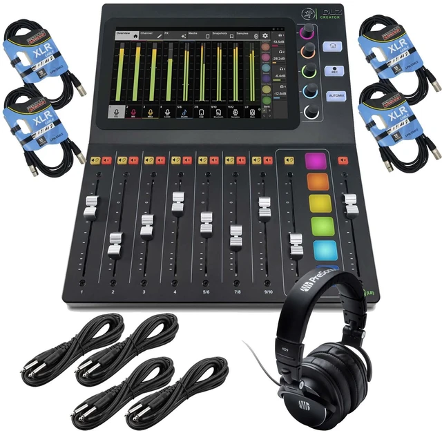 Main image of Mackie DLZ Creator 12-channel Digital Mixer, Presonus HD9, (4) XLR Cables, (4) 1/4 Cables Bundle