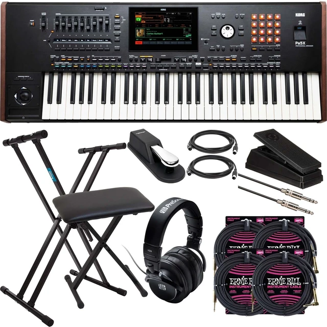Main image of Korg Pa5X-61 61-Key Workstation, Presonus HD09, Keyboard Stand and Bench, Sustain Pedal, Moog EP-3, (2) Midi Cables, (4) ErnieBall 1/4 Cables Bundle