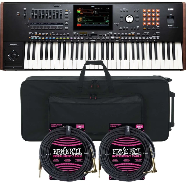Main image of Korg Pa5X-61 61-Key Workstation, Gator GK-61 Case, (2) ErnieBall 1/4 Cables Bundle