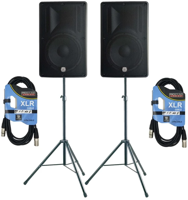 Main image of (2) PSG Audio Cobra 12" 1600 Watt, Stands, (2) XLR Cable Bundle