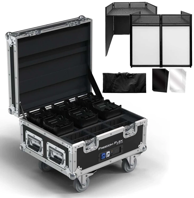 Main image of Chauvet DJ Freedom Flex H9 IP X6 Wash Lights with Rolling Case, AxcessAbles Portable DJ Facade Booth Bundle