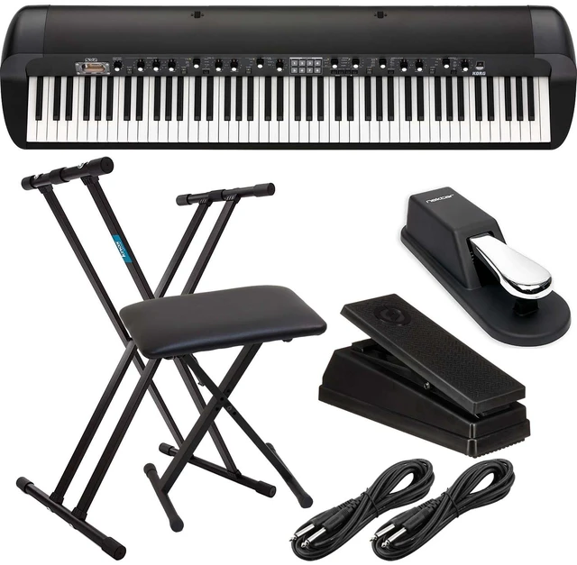Main image of Korg SV-2 88-Key Vintage Piano, Moog EP-3, Sustain Pedal, Keyboard Stand and Bench, (2) 1/4 Cables Bundle