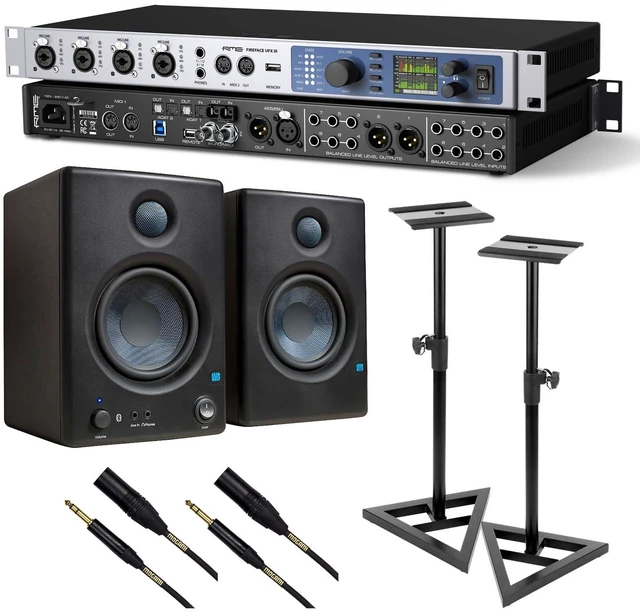 Main image of RME Fireface UFX III Audio Interface, (2) Presonus Eris4.5 Monitors, Monitor Stands, (2) XLR to /1/4 Bundle