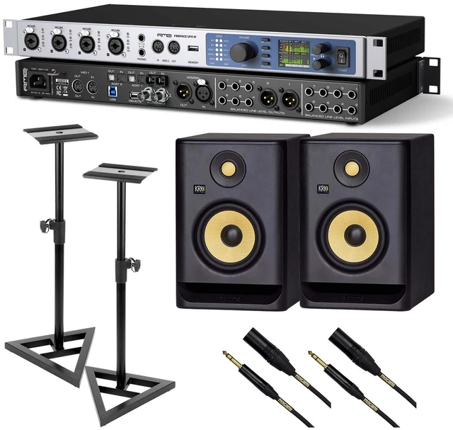 Main image of RME Fireface UFX III Audio Interface, (2) KRK RP5G4 Monitors, Monitor Stands, (2) XLR to /1/4 Bundle