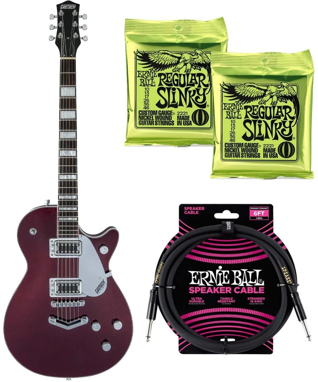 Main image of Gretsch G5220 Electromatic Jet, Cherry Metallic, (3) Ernie Ball 2221, ErnieBall Cable Bundle