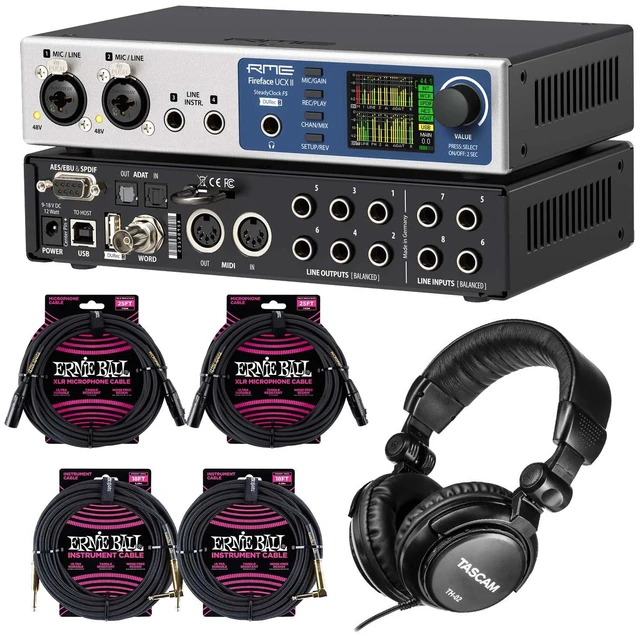 Main image of RME Fireface UCX II 40-channel USB Interface, (2) ErnieBall XLR, (2) ErnieBall 1/4, Tascam TH02 Bundle