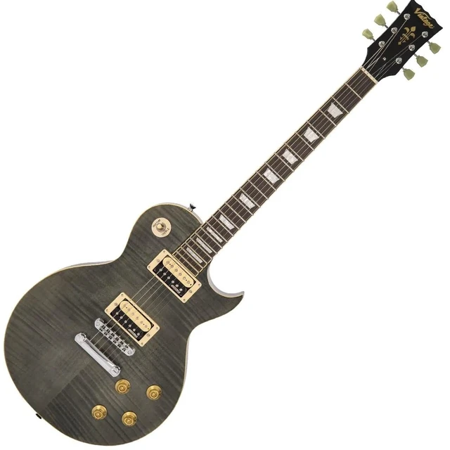 Alt view image 2 of 7 - Vintage V100TBK Electric Guitar, Flamed Black, ErnieBall Cable, Hercules Stand Bundle