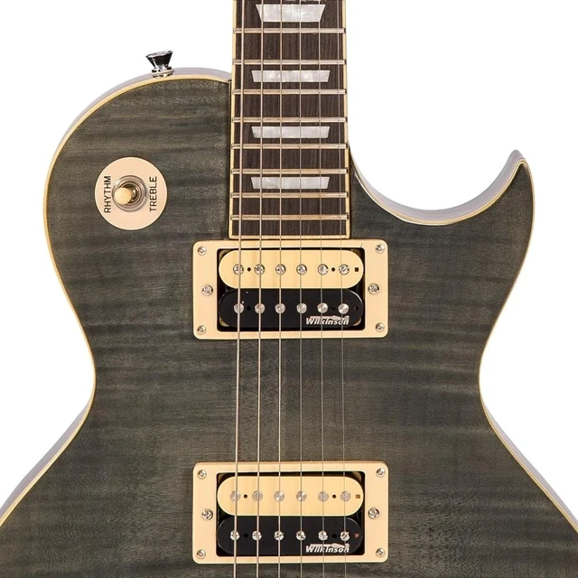 Alt view image 4 of 7 - Vintage V100TBK Electric Guitar, Flamed Black, ErnieBall Cable, Hercules Stand Bundle