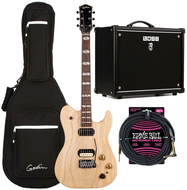 Main image of Godin (051489) Radium-X Electric Guitar, Natural, Boss Katana-50 MkII, ErnieBall 1/4 Cable Bundle