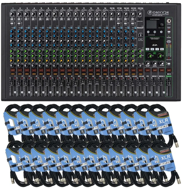Main image of Mackie Onyx24 24-channel Analog Mixer, (24) XLR 15ft Cables Bundle