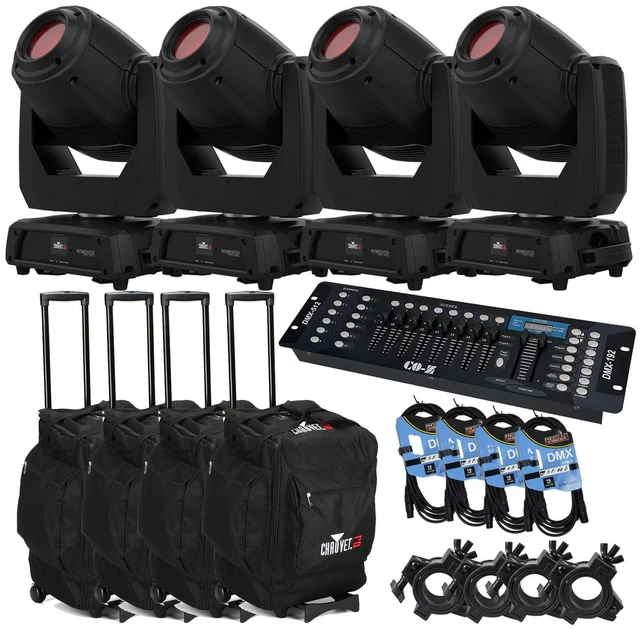 Main image of (4) Chauvet DJ Intimidator Spot 375ZX (Black), CO-Z 192 DMX, (4) CHS-50 bags, (4) DMX Cables, (4) Clamps Bundle