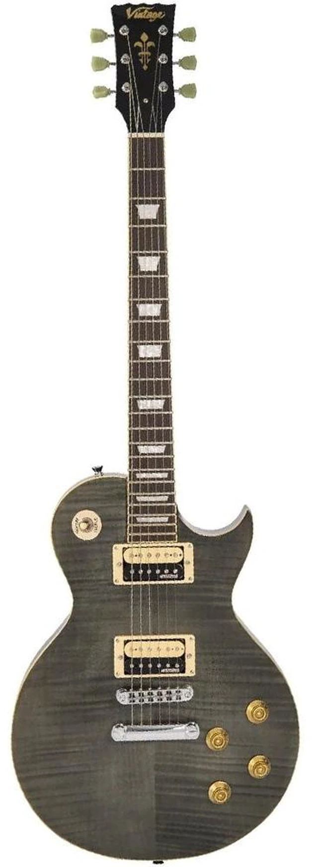 Main image of Vintage V100TBK ReIssued Series Electric Guitar - Flamed Thru Black