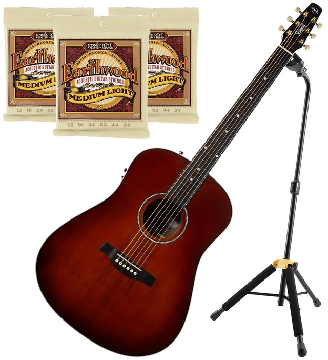 Main image of Seagull (051939) Maritime SWS AE Guitar - Burnt Umber, (3) Ernie Ball 2003, Hercules Stand GS414B Bundle