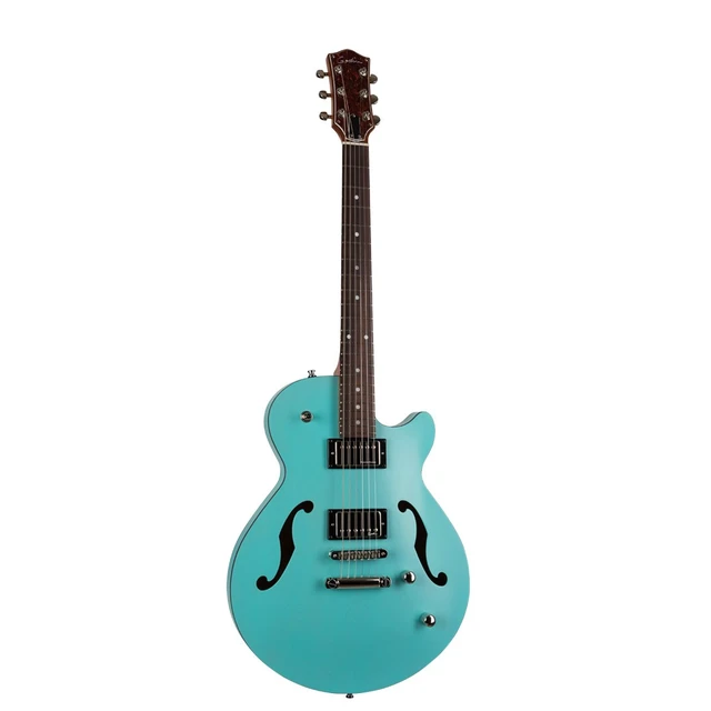 Alt view image 3 of 7 - Godin (050215) Montreal Premiere HT Semi-hollow, Laguna Blue, Ibanez AM100C Hardshell, ErnieBall Cable Bundle