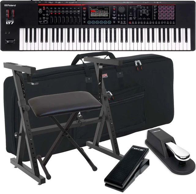Main image of Roland Fantom-07 76-Key Keyboard, Stand, Bench, Sustain, Expression Pedal, Gator GKB-76 Bag Bundle