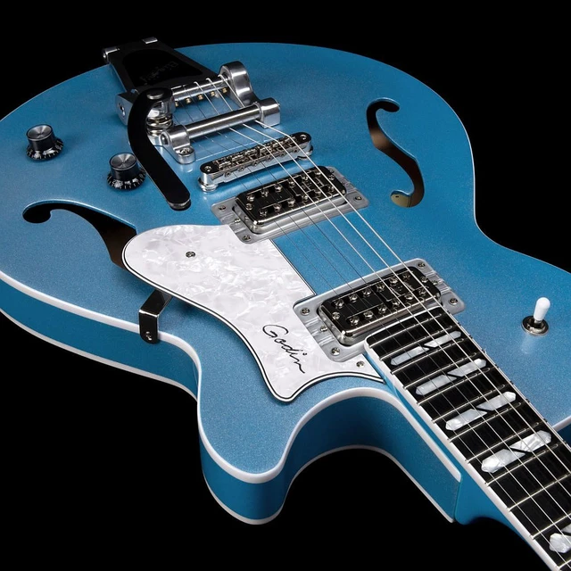 Alt view image 6 of 7 - Godin 051595 Montreal Premiere Semi-hollow, Imperial Blue, (2) Ernie Ball 2221, ErnieBall Cable, BOSS KATANA-50 MKI Bundle