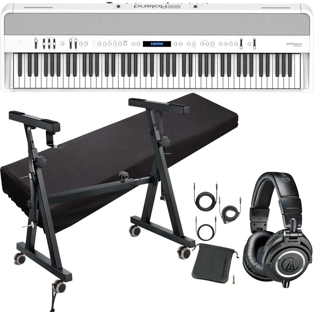 Main image of Roland FP-90X Digital Piano (White), Donner Stand, Z-style, Audio Technica ATH-M50X, Cover Bundle