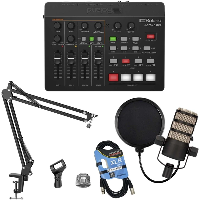 Main image of Roland VRC-01 AeroCaster - Rode PodMic, XLR Cable, POP Filter, Boom Arm Bundle