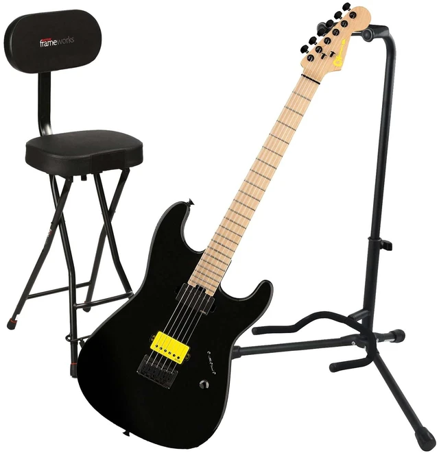 Main image of Charvel San Dimas Style 1 SL Sig Electric Guitar, Black, Gator Stand, Gator GFW-GTR-SEAT Bundle