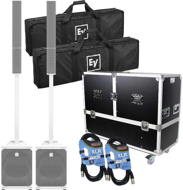 Main image of (2) Electro-Voice Evolve 50M Powered Speaker - White (Top Cover Included), ProX X-EV-EVOLVE50X2W, (2) XLR Cables Bundle
