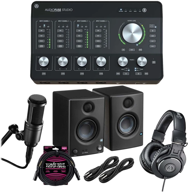 Main image of Arturia AudioFuse Studio Audio Interface, AT2020, ATH-M30X, ErnieBall XLR, Presonus Eris3.5, (2) 1/4 Cables Bundle