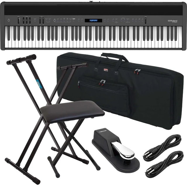 Main image of Roland FP-60X Portable Digital Piano (Black) - Keyboard Stand, Bench, Sustain Pedal, Gator GKB88, (2) 1/4 Cables Bundle