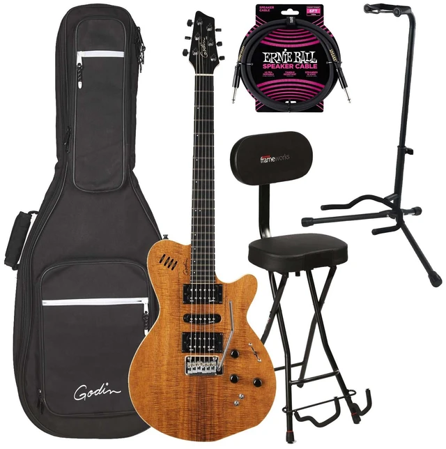 Main image of Godin (041497) xtSA Koa Electric Guitar, Natural, Gator GFW-GTR-1000, Gator GFW-GTR-SEAT, ErnieBall Cable Bundle
