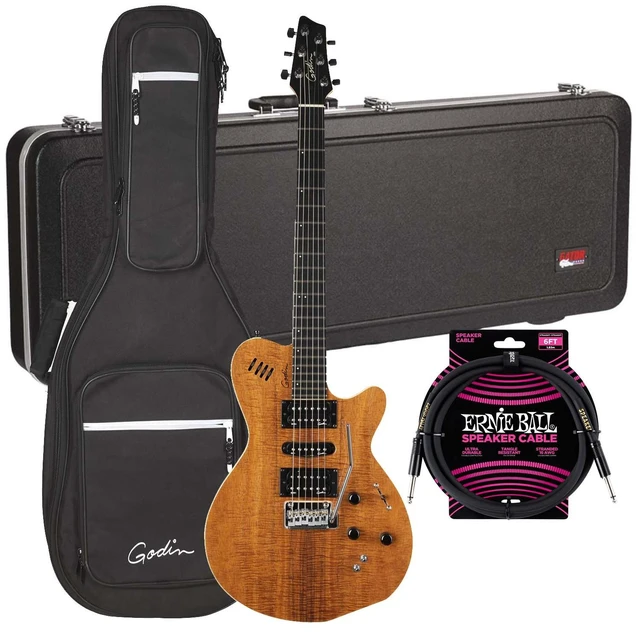 Main image of Godin (041497) xtSA Koa Electric Guitar, Natural, Gator GC-ELECTRIC-A Case, ErnieBall Cable Bundle