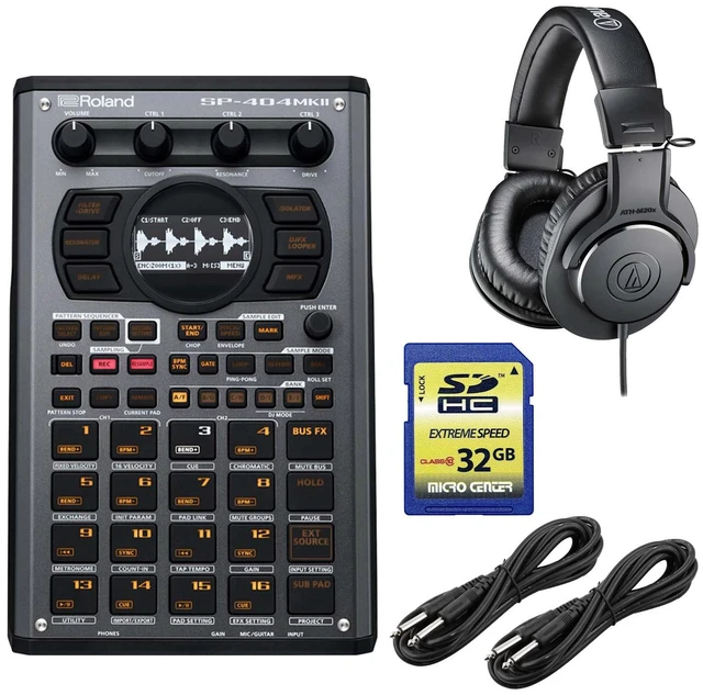 Main image of Roland SP-404MKII Linear Wave Sampler, AT ATH-M20X, (2) 1/4 Cables, SD Card 32GB Bundle