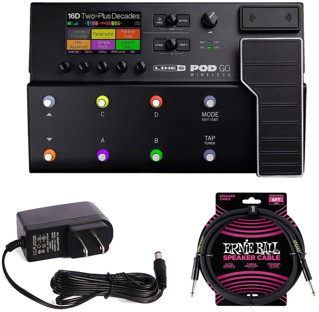 Main image of Line 6 POD Go Wireless Multi-Effects, UL Listed 9V AC/DC Power Adapter, Ernie Ball Cable Bundle