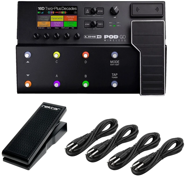 Main image of Line 6 POD Go Wireless Multi-Effects, Nektar NX-P Pedal, (4) 1/4 Cables Bundle