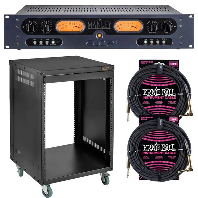 Alt view image 6 of 7 - Manley ELOP+ Vacuum Tube Limiter/Compressor, Auray ERS-12U Rack, (2) ErnieBall 1/4 Bundle