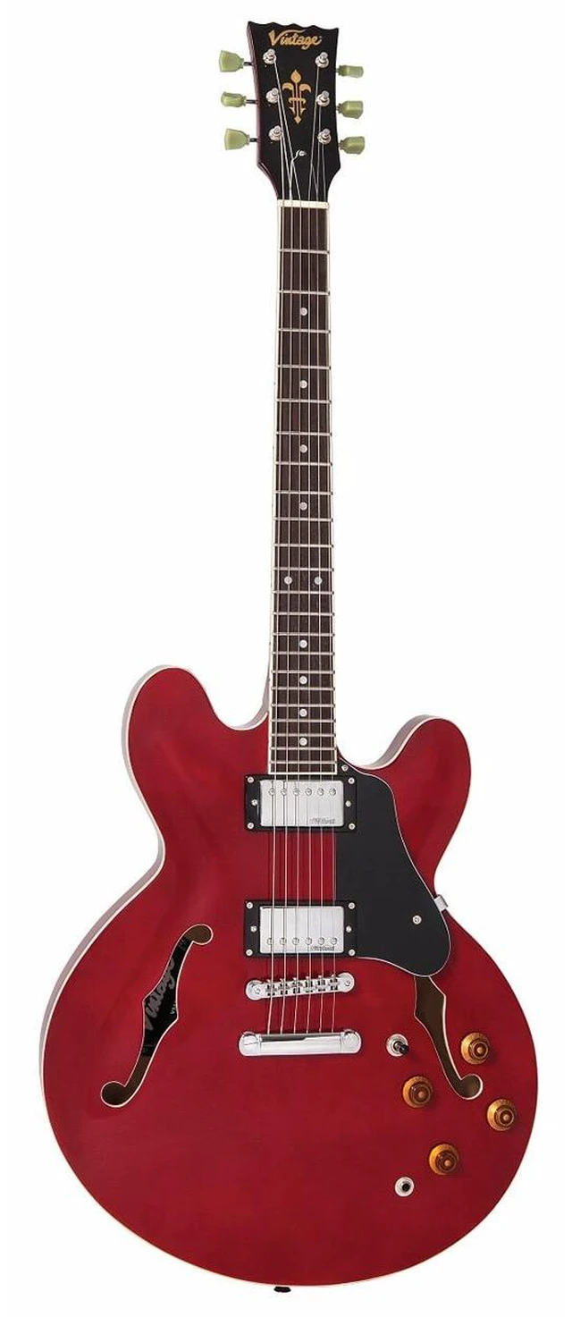 Main image of Vintage VSA500 ReIssued 335-Style Acoustic Electric Guitar - Cherry Red