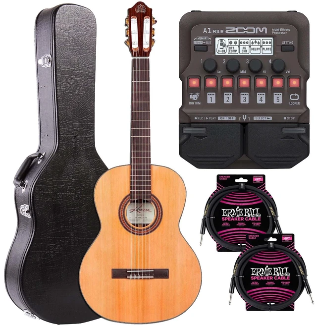 Main image of Kremona Fiesta FC Acoustic Guitar w/ Case, Zoom A1 FOUR, (2) ErnieBall Cables Bundle