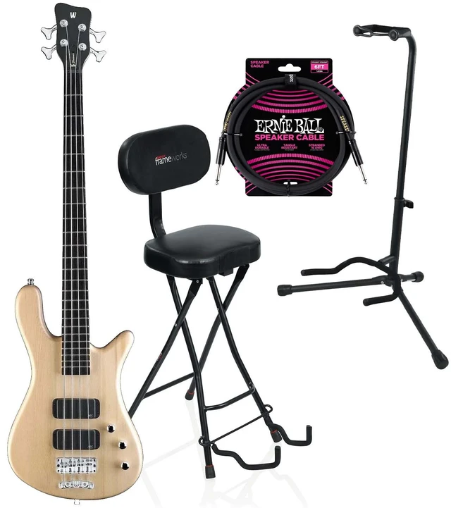 Main image of Warwick RockBass Streamer 4-String Bass Natural Transparent Satin, Gator GFW-GTR-SEAT and GFW-GTR-1000, ErnieBall Cable Bundle