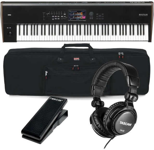 Main image of Korg Nautilus 88 Synthesizer Workstation, Gator GKB88, Sustain Pedal, Nektar NX-P, Tascam TH02 Bundle
