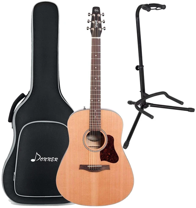 Main image of Seagull Guitars S6 Cedar Original, Acoustic Guitar Natural, Gator GFW-GTR-1000 Stand, Donner 41 Inch Bag Bundle