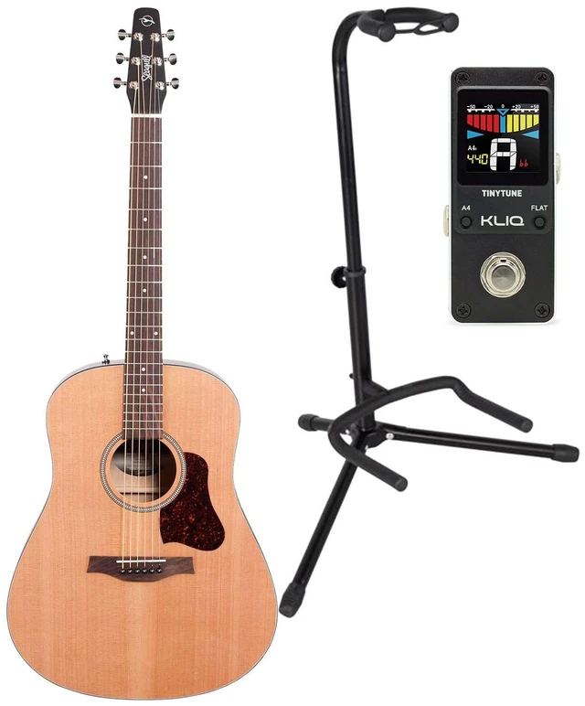 Main image of Seagull Guitars S6 Cedar Original, Acoustic Guitar Natural, Gator GFW-GTR-1000 Stand, KLIQ TinyTune Bundle