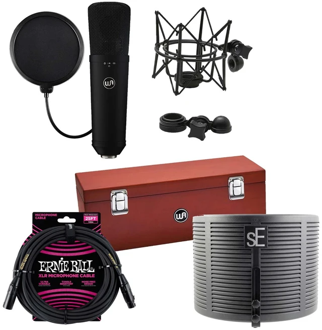 Main image of Warm Audio WA87 R2 Condenser Microphone (Black), sE Reflection Filter X, ErnieBall XLR Cable, POP Filter Bundle