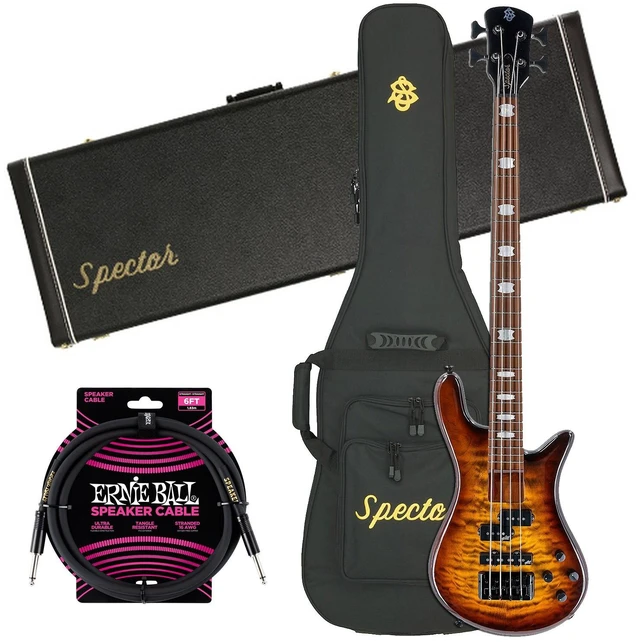 Main image of Spector EuroBolt 4 Bass Guitar Tobacco Sunburst Gloss, Spector NS Hardshell Case, ErnieBall Cable Bundle