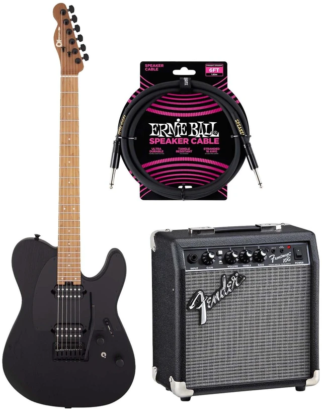 Main image of Charvel Pro-Mod So-Cal Style 2 24 HT (Satin Black), Ernie Ball Cable, Fender Frontman 10G Amp Bundle