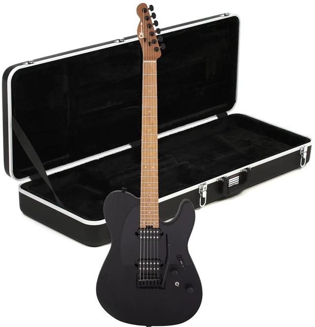 Main image of Charvel Pro-Mod So-Cal Style 2 24 HT (Satin Black), Gator GC-ELECTRIC-A Deluxe ABS Molded Bundle