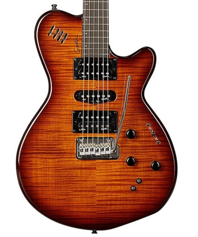 Alt view image 4 of 7 - Godin (028672) xtSA Light Burst Flame Electric Guitar with Gig Bag, Roland GKC-10 13 Pin 30ft Cable, Gator GFW-GTR-1000, Dunlop Picks (PVP113) Bundle