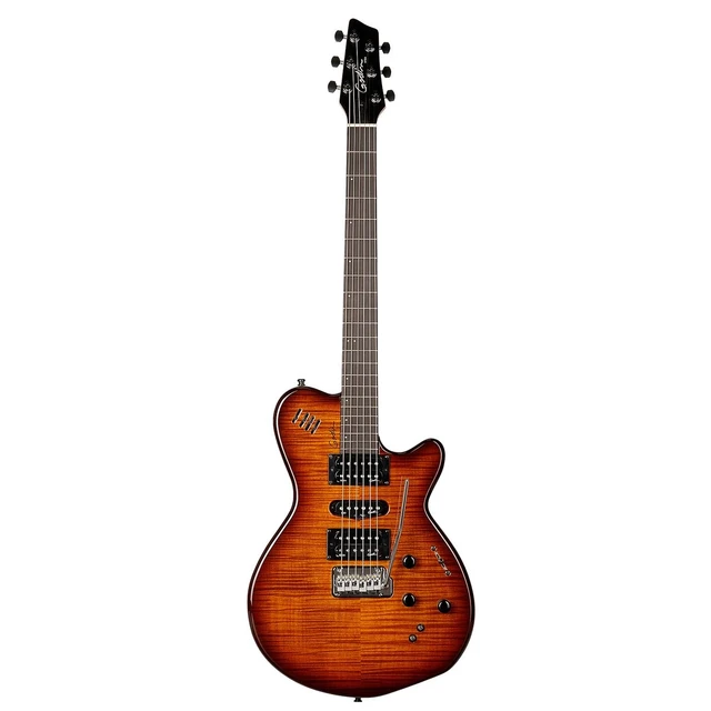 Alt view image 2 of 7 - Godin (028672) xtSA Light Burst Flame Electric Guitar with Gig Bag, Fender Frontman 10G, ErnieBall Cable, KLIQ TinyTune, Gator GFW-GTR-1000 Stand Bundle