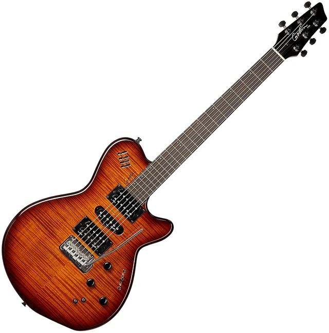 Alt view image 3 of 7 - Godin (028672) xtSA Light Burst Flame Electric Guitar with Gig Bag, Fender Frontman 10G, ErnieBall Cable, KLIQ TinyTune, Gator GFW-GTR-1000 Stand Bundle