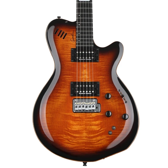 Alt view image 4 of 7 - Godin (024124) LGXT Cognac Burst Flame Guitar / Bag, Gator GTSA-GTRELEC Case, ErnieBall Cable Bundle