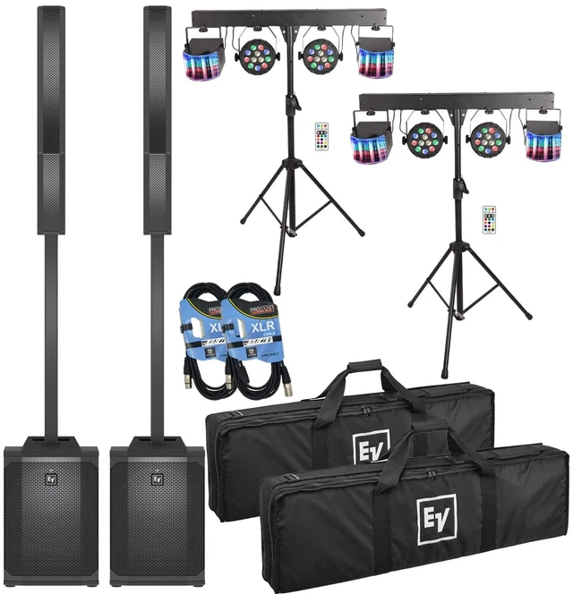 Main image of (2) Electro-Voice Evolve 50M Powered Speaker (Top Cover Included), (2) Yuusei LED DJ Lighting Set, (2) XLR Cables Bundle
