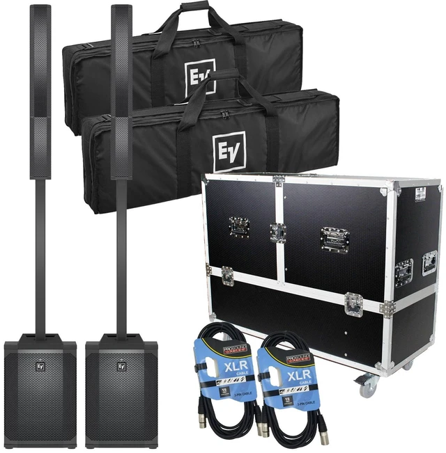 Main image of (2) Electro-Voice Evolve 50M Powered Speaker (Top Cover Included), ProX X-EV-EVOLVE50X2W, (2) XLR Cables Bundle