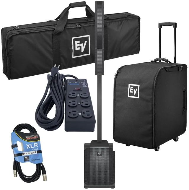 Main image of Electro-Voice Evolve 50M Powered Speaker (Top Cover Included), EV Rolling Case, XLR Cable, Furman (SS6B) Bundle